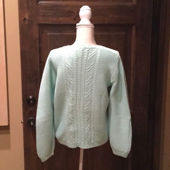 IZOD V NECK Mint Green SWEATER - Picture 3 of 4